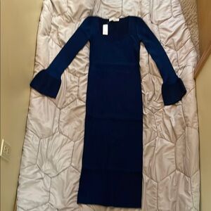 Elegant Long Sleeve Blue Dress